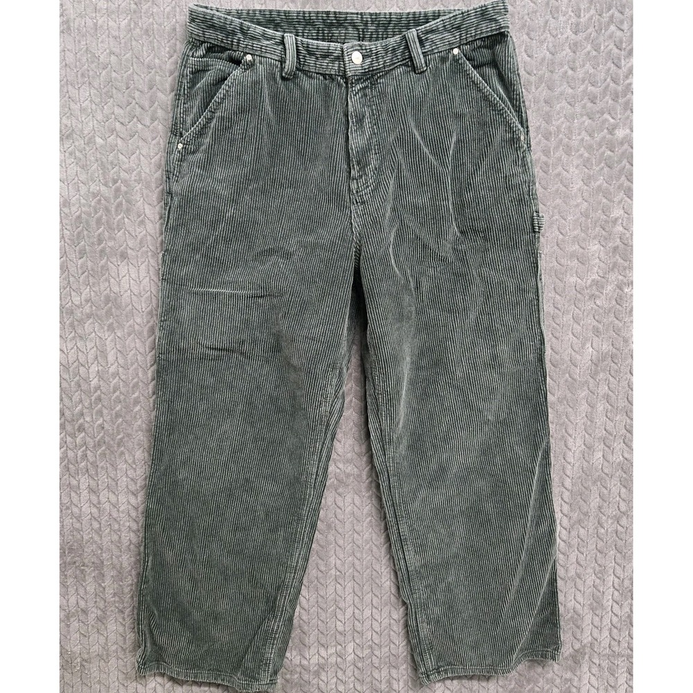 ZARA DNWR Men's Green Corduroy Carpenter Pants Size 34x30‎ Cotton Hammer Loop